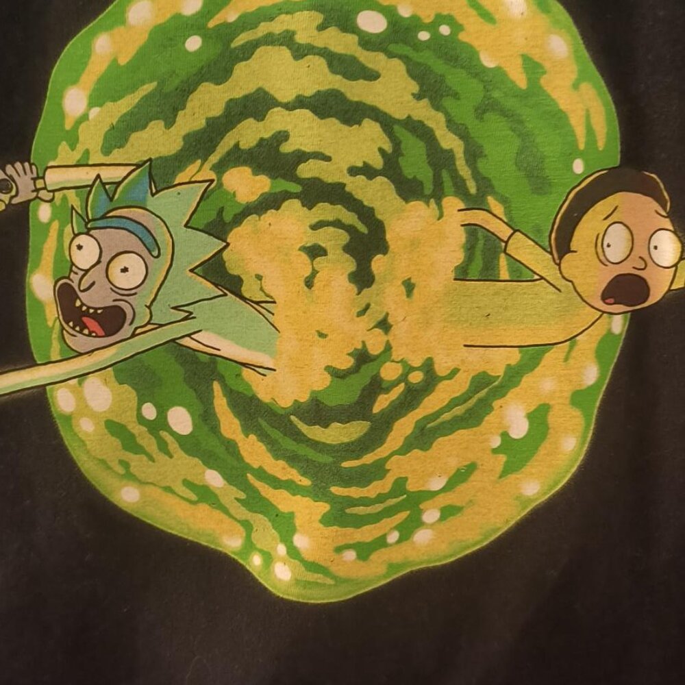 Rick and Morty Portal Graphic T-Shirt Black Size M Adult Swim Cartoon Tee - Picture 3 of 9